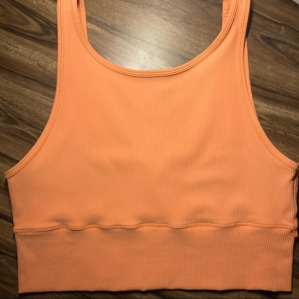 🍋 lululemon power pivot rib apricot crop tank everlux 12